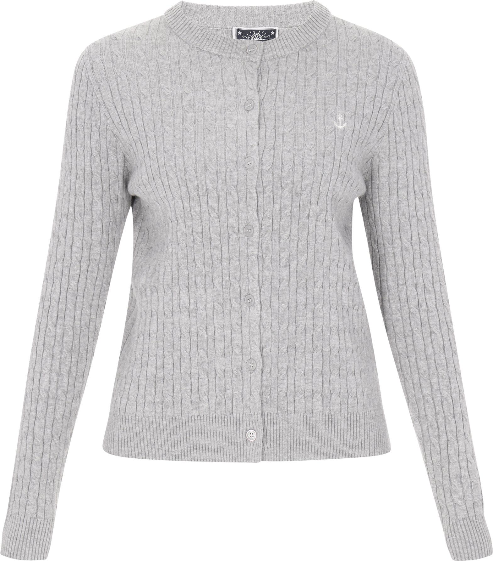 Thumbnail - Dreimaster Strickjacke Frauen HellGrauMelange