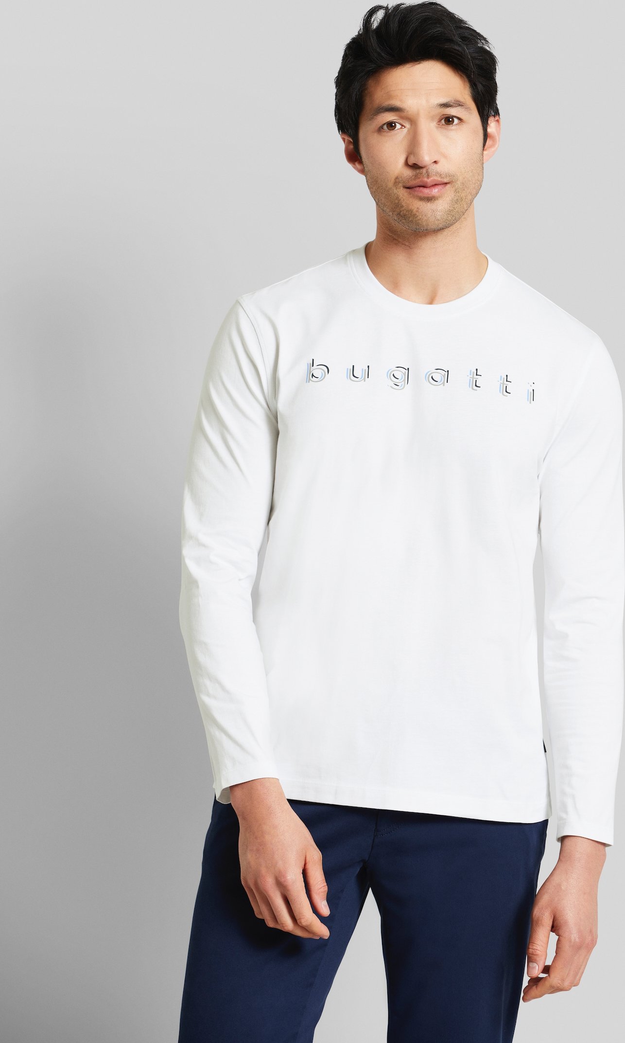 Bugatti Herren Langarmshirt mit bugatti-Druck