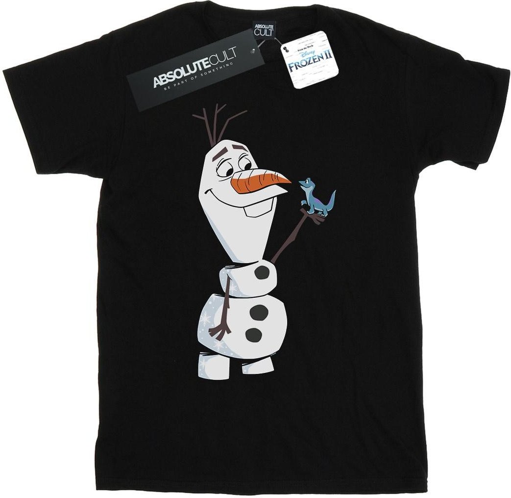 Disney Mädchen Frozen 2 Olaf und Salamander T-Shirt aus Baumwolle (Schwarz)