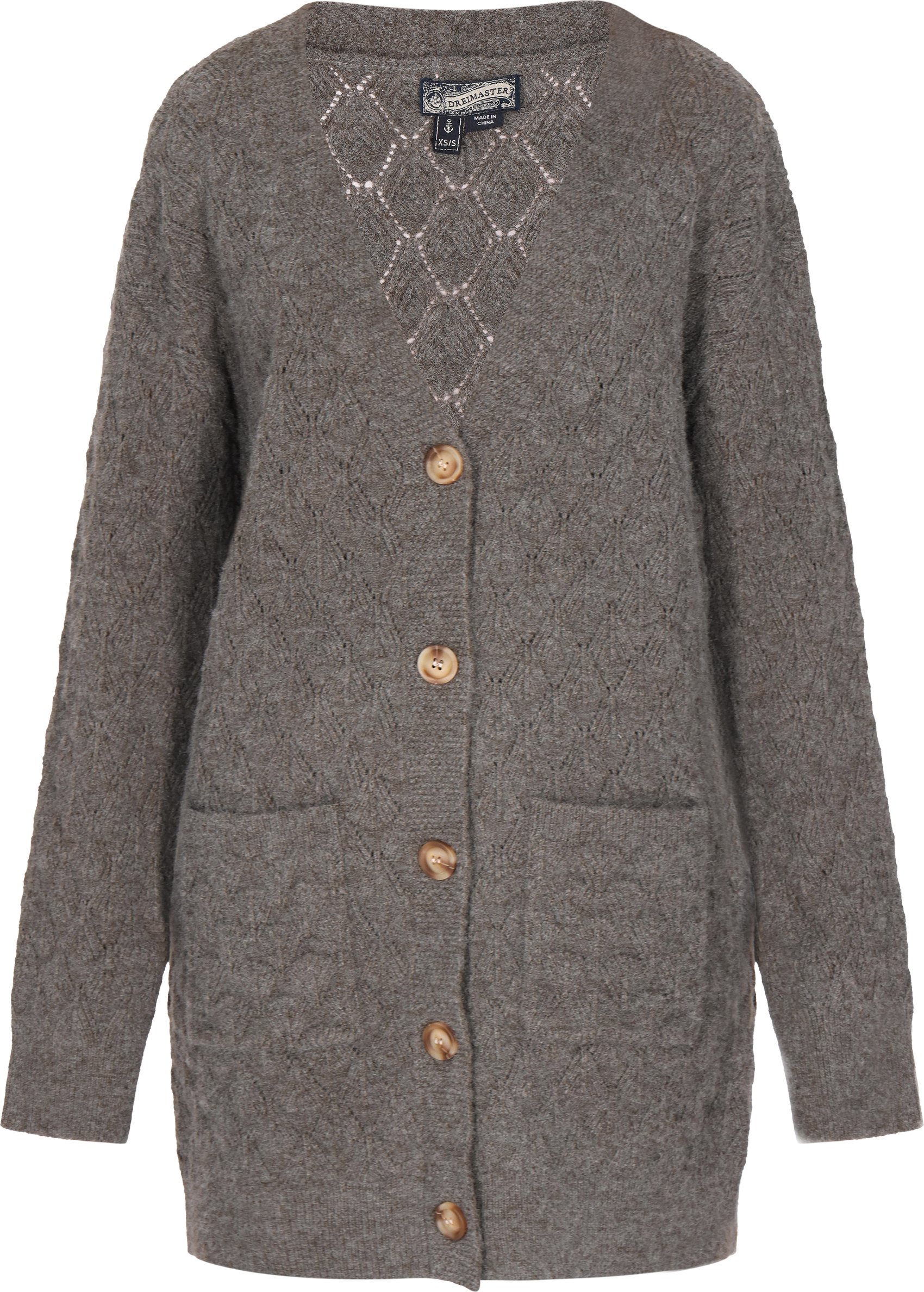 Dreimaster Cardigan Damen Grau Melange