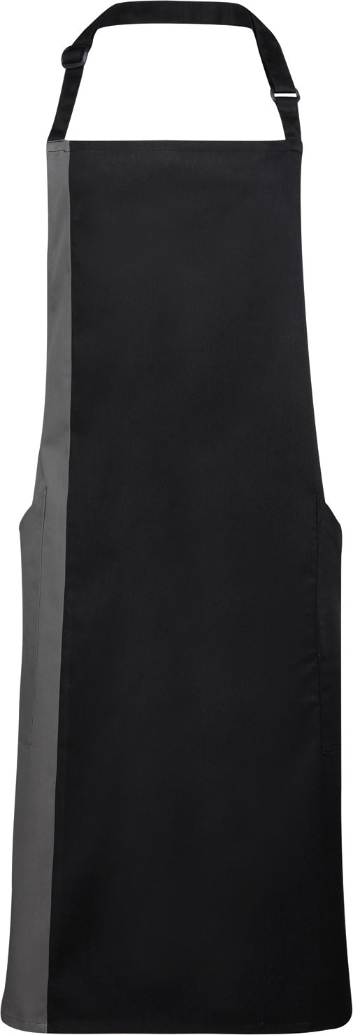 Premier Unisex-Kontrast-Latzschürze (2er-Pack) (Schwarz/Dunkelgrau)