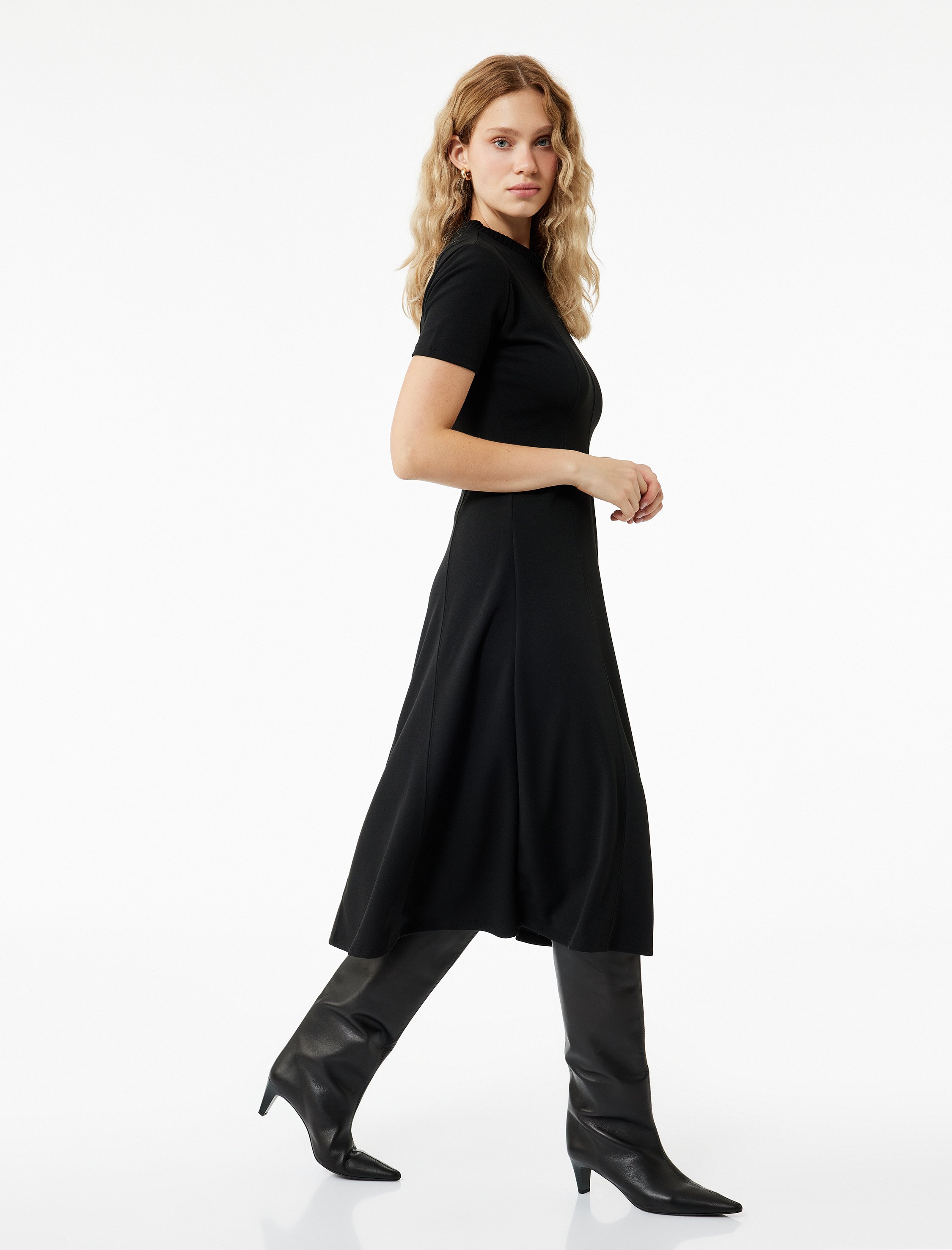 Koton KLEIDER Midi-Slim-Fit-A-Linie-Kleid