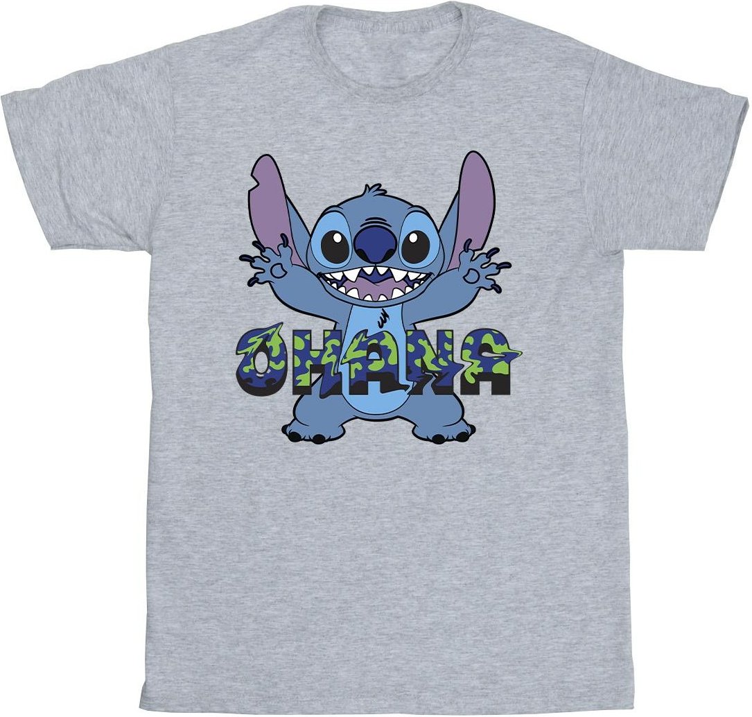 Disney - "Lilo And Stitch Ohana Blue Glitch" T-Shirt für Herren (Grau)