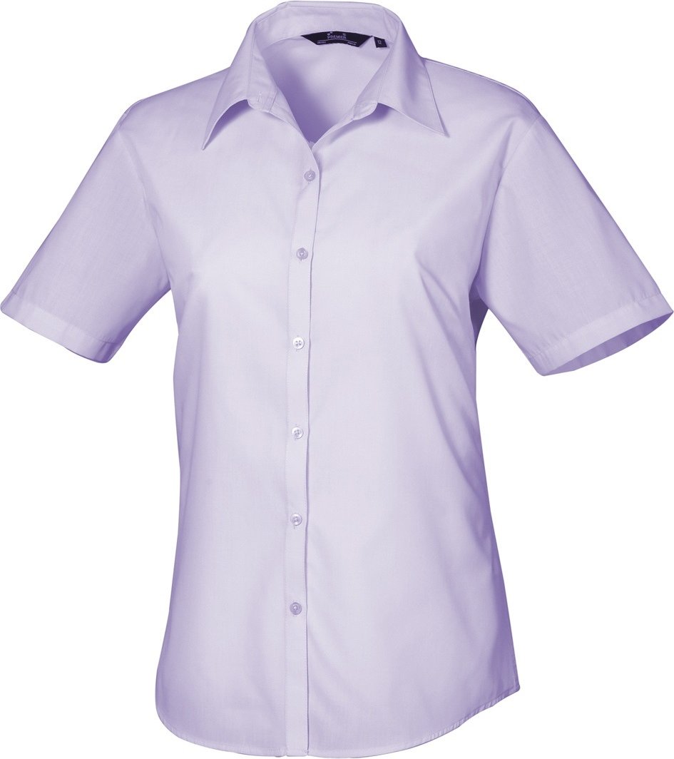 Premier Damen Kurzarm Popeline Bluse / Arbeitshemd (Lila)