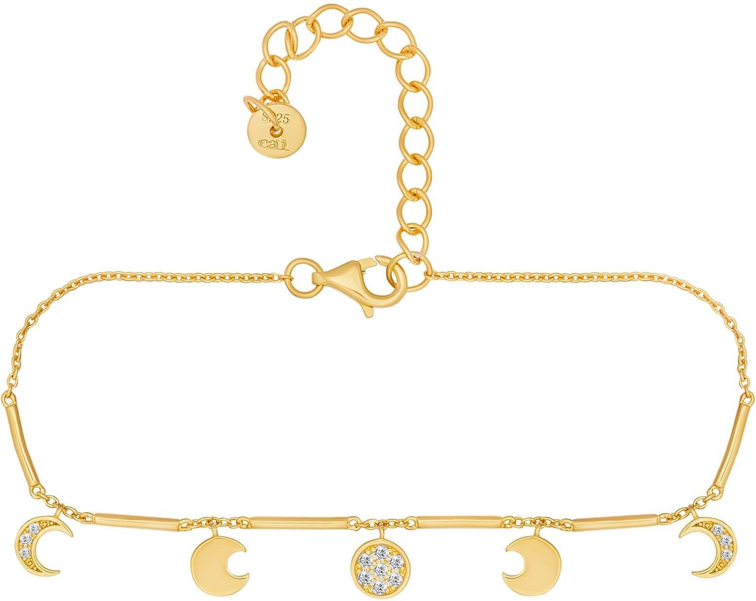 cai Armband 925 Silber vergoldet Anhänger Mondphasen Zirkonia