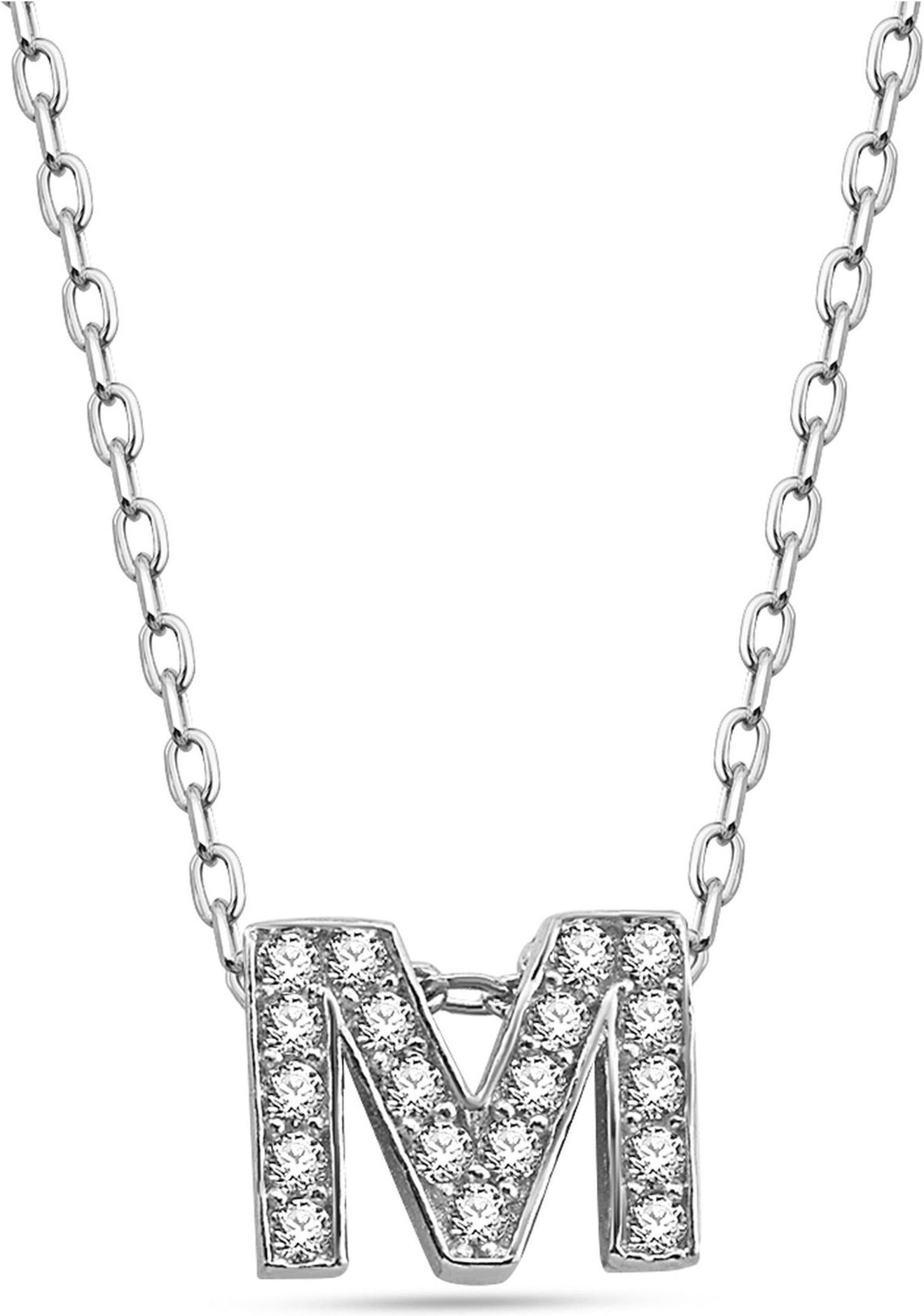Dkeniz Anhänger mit Kette Buchstabe M 925/- Sterling Silber