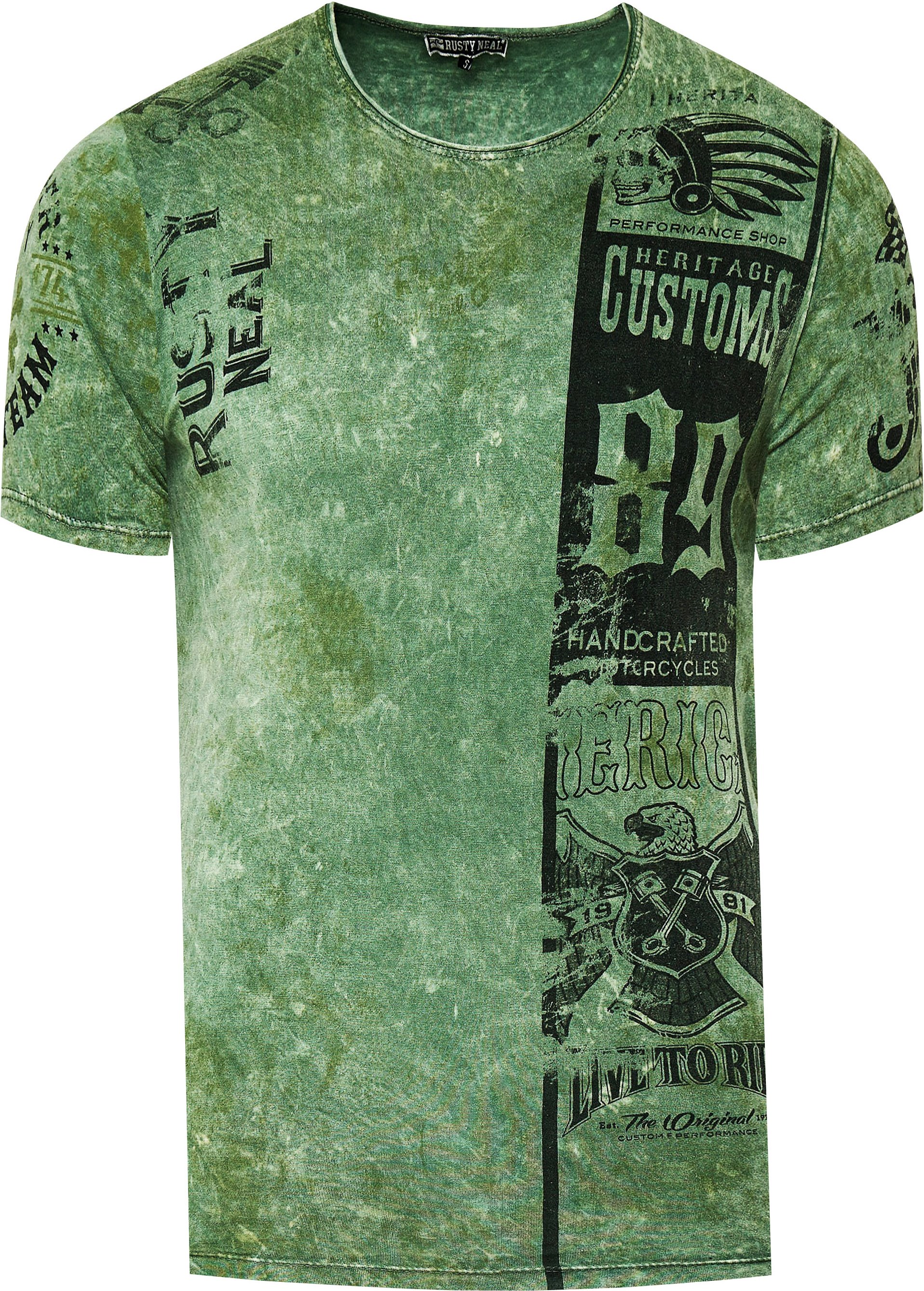 Washed Biker T-Shirt mit Front & Back Prints