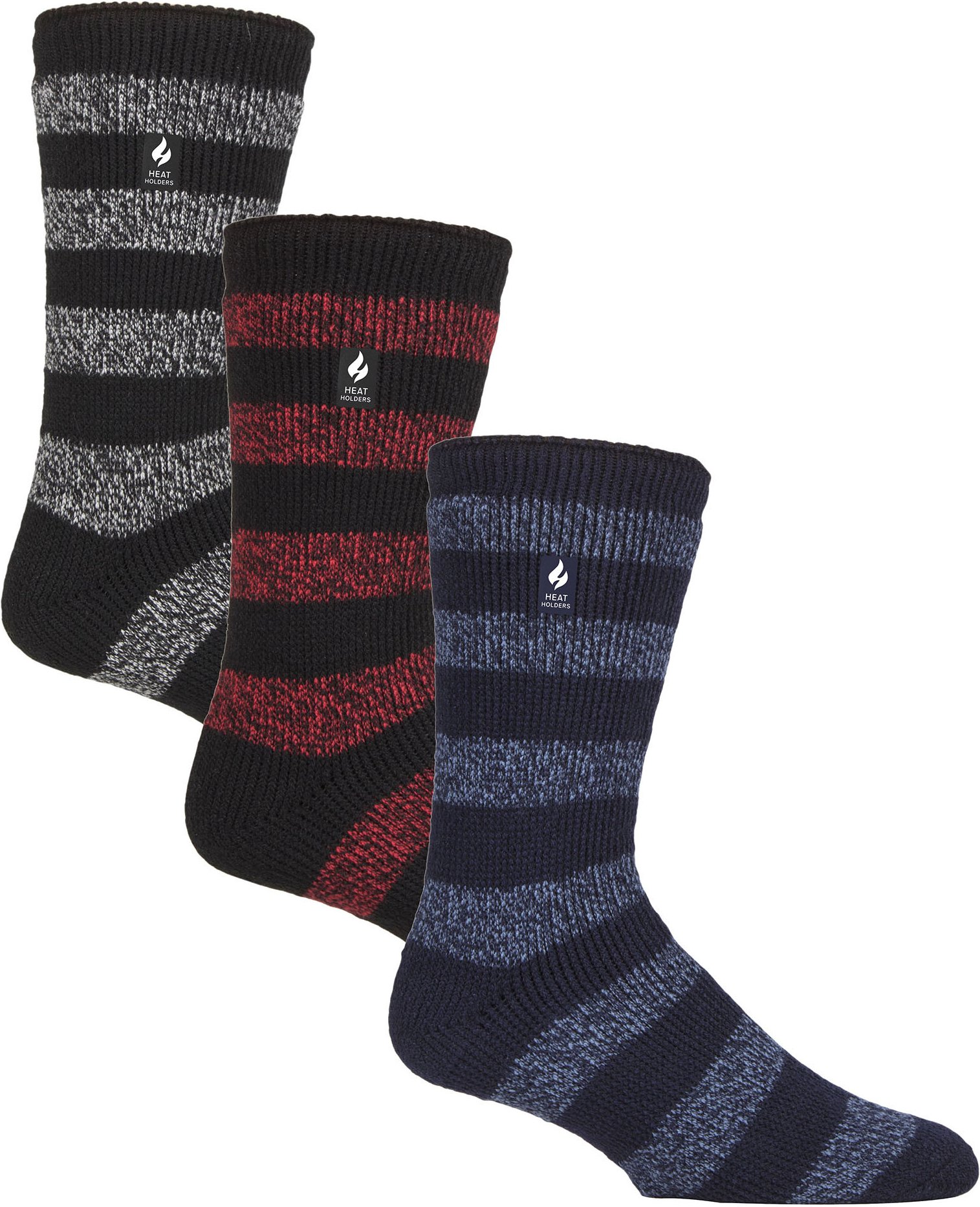 HEAT HOLDERS - 3er-Pack Multipack Herren-Thermosocken für den Winter - gestreift
