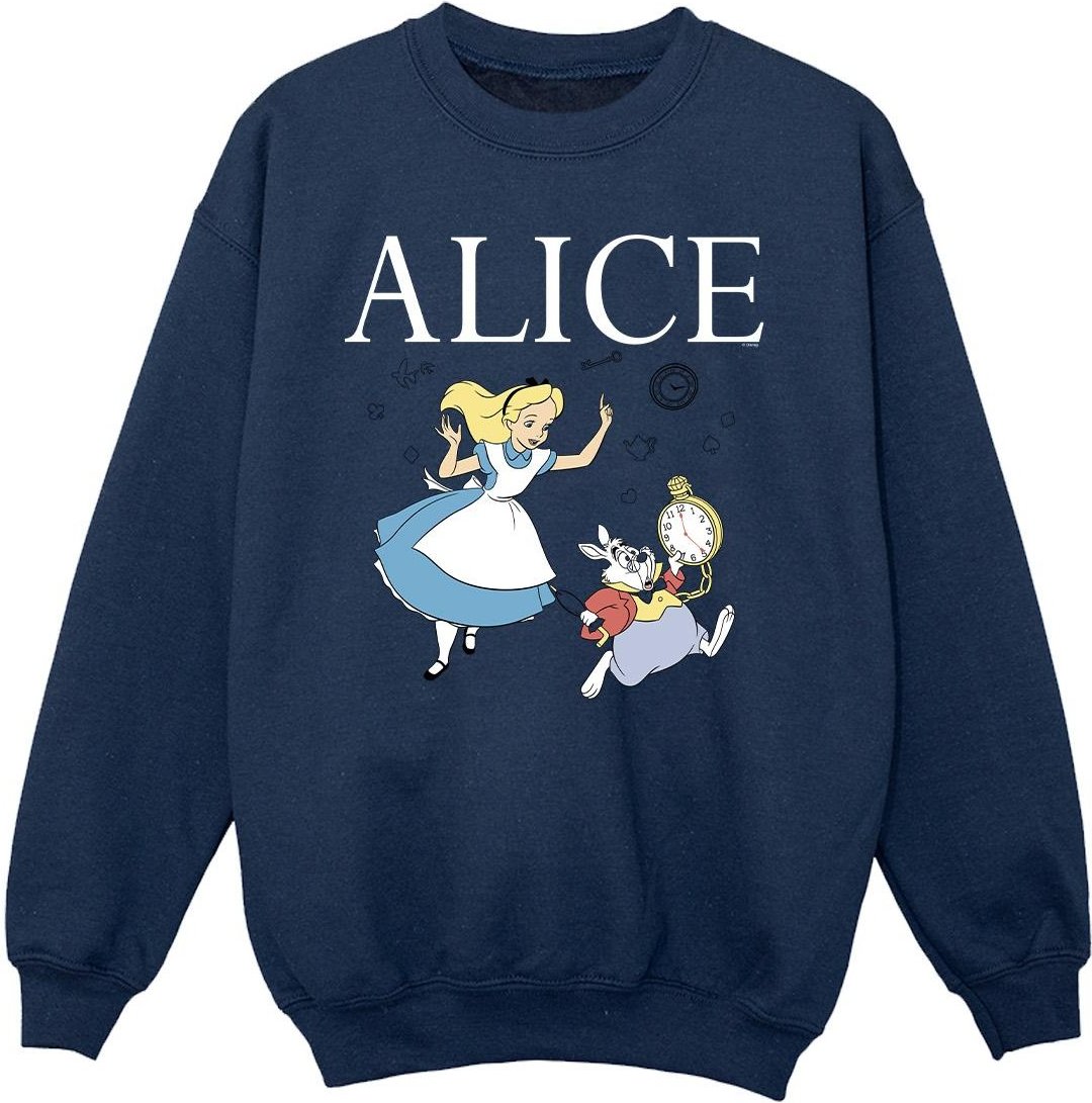 Disney - "Alice In Wonderland Follow The Rabbit" Sweatshirt für Mädchen (Marineblau)