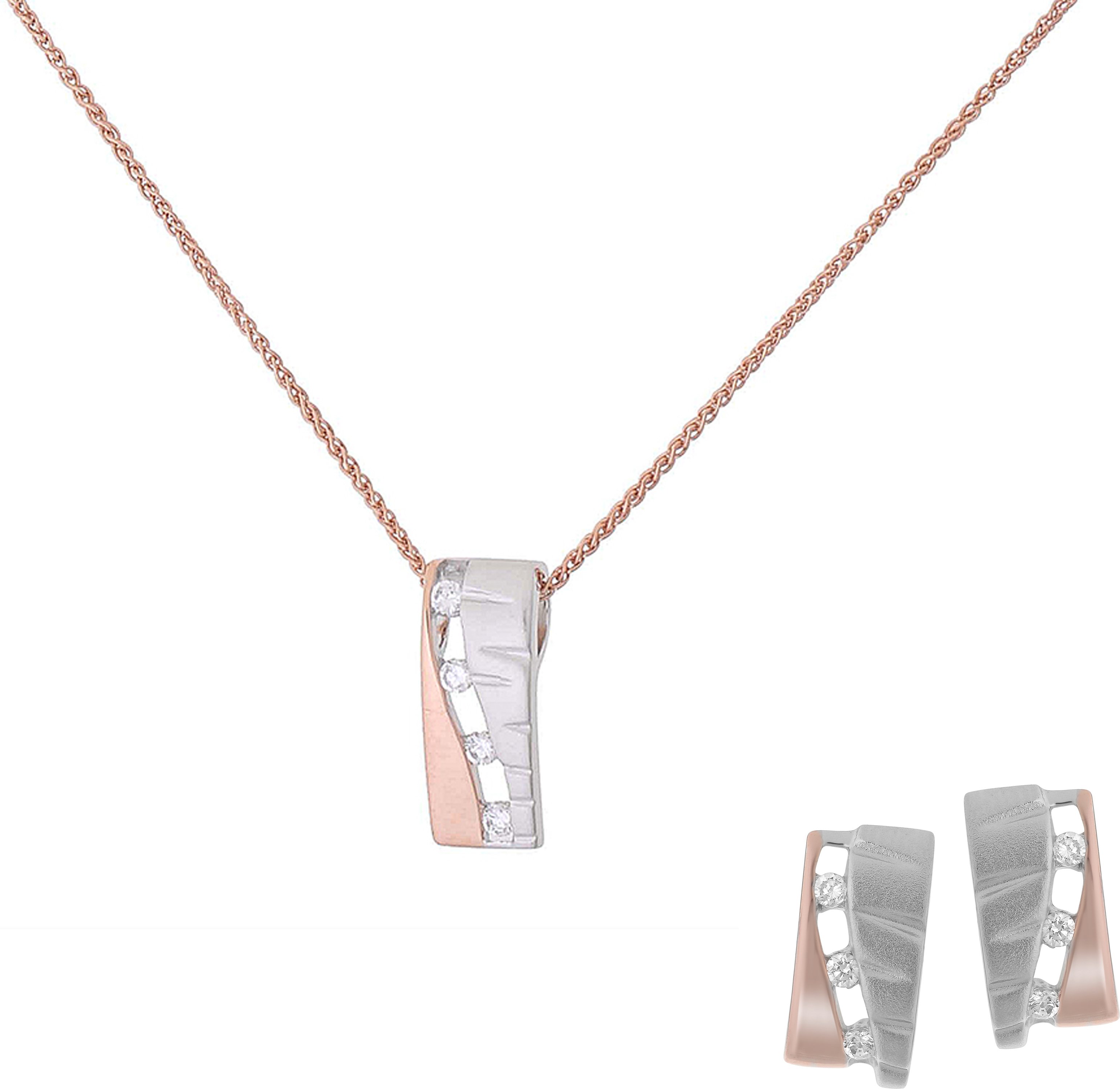 Orphelia 'Lova' Damen-Set aus 925er Sterlingsilber: Kettenanhänger + Ohrringe - Silber/Rosé SET-7093