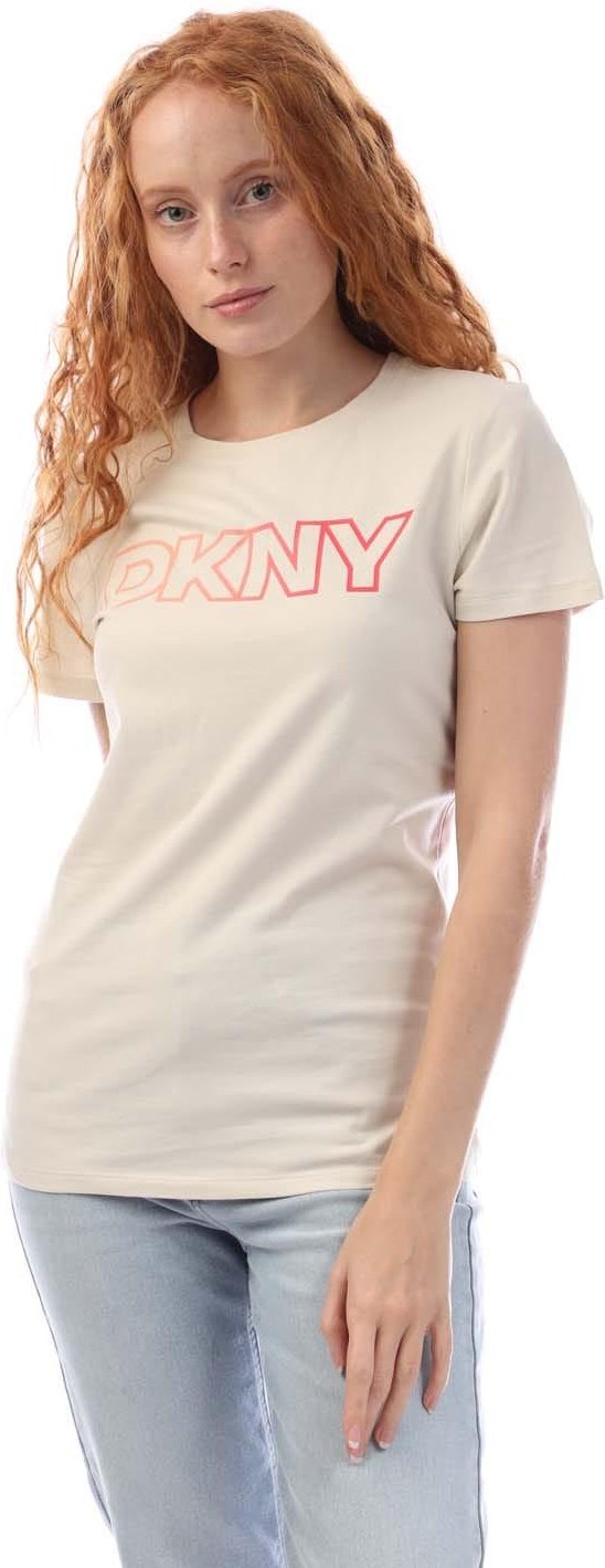 DKNY - T-Shirt für Damen, Logo (Pfirsich)
