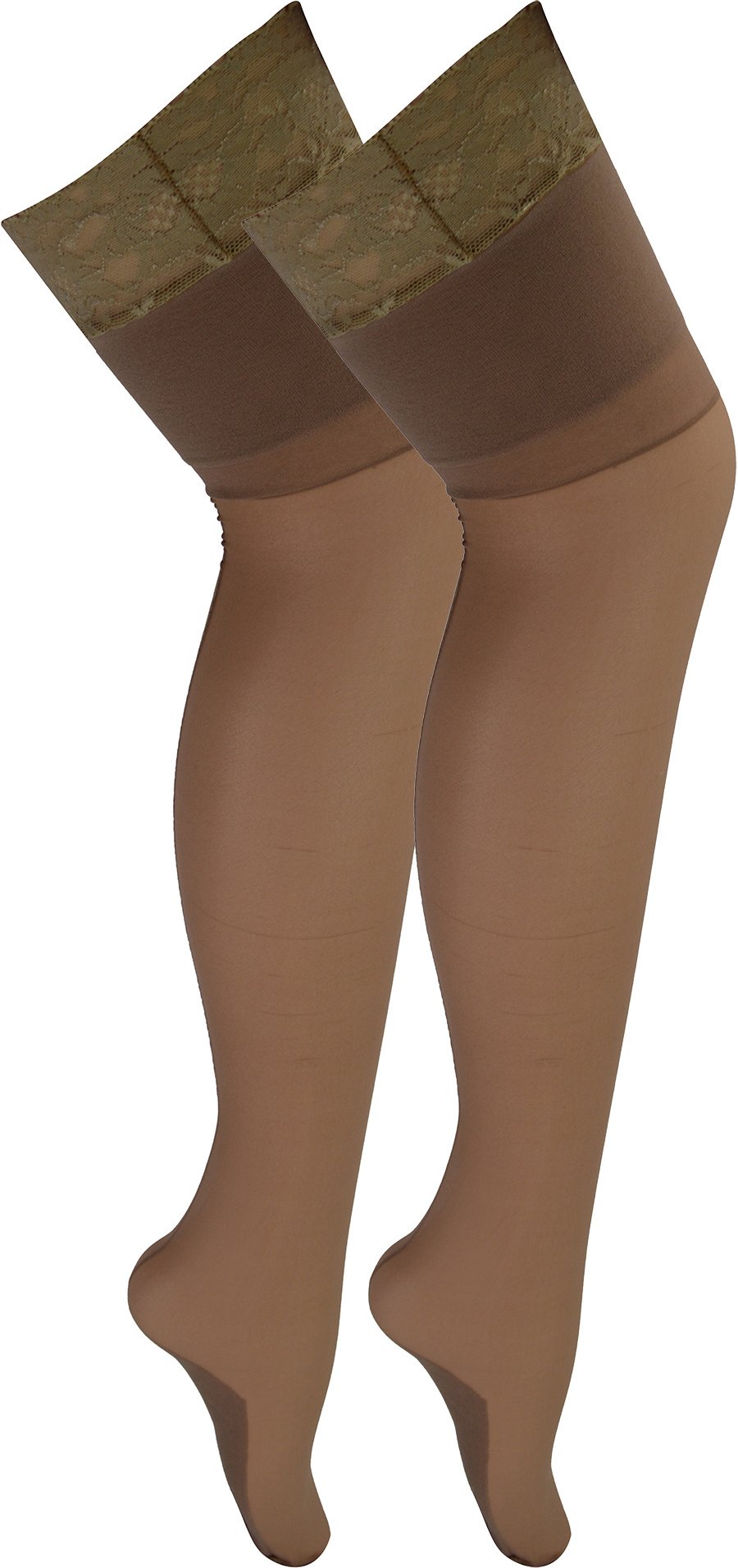2 Paar Multipack Damen Nahtstrümpfe mit Spitze | Sock Snob | Damen Strümpfe - Nude / Nude