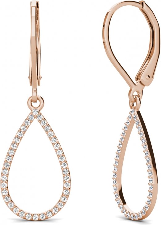 Laelia Ohrringe mit baumelndem Ring - Rose Gold und Kristall