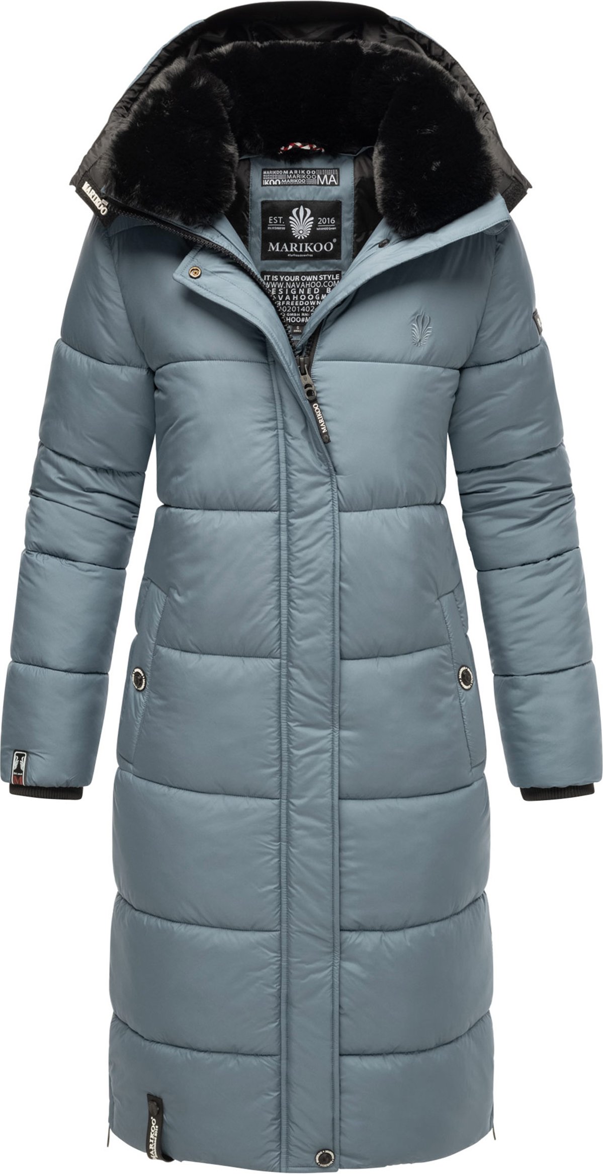 Thumbnail - Marikoo Damen Winterjacke – Lange Steppjacke mit abnehmbarer Kapuze
