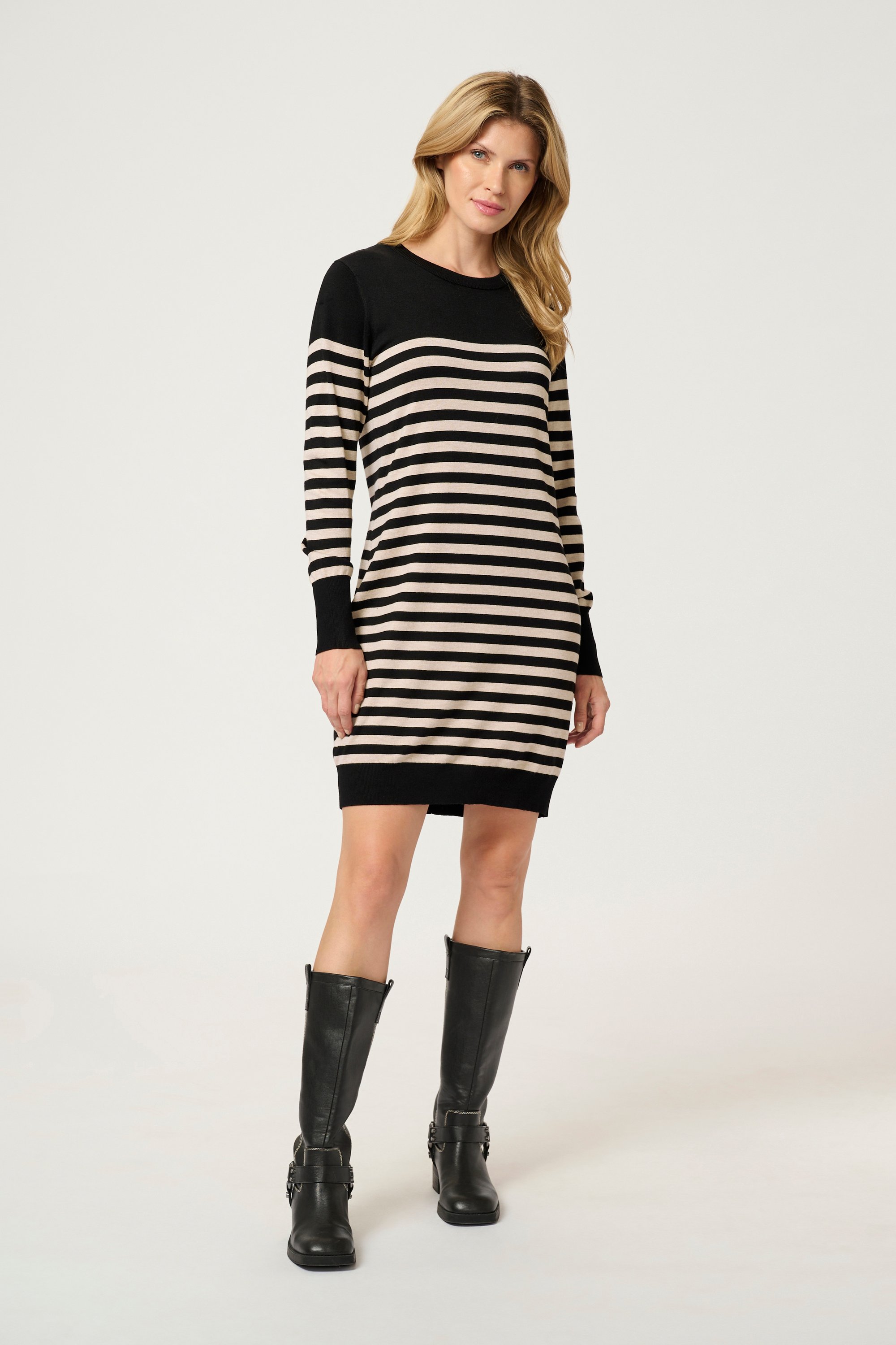 Kleid Slim fit black offwhite