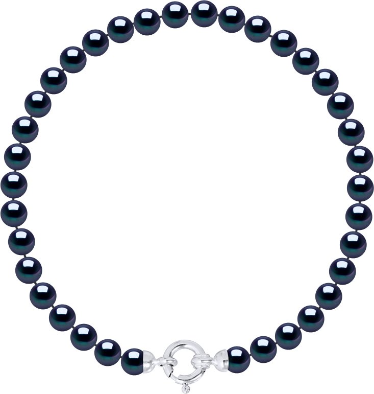 DIADEMA - Armband - Echte Süßwasserperlen - Schwarzer Tahitian Style - Weißgold