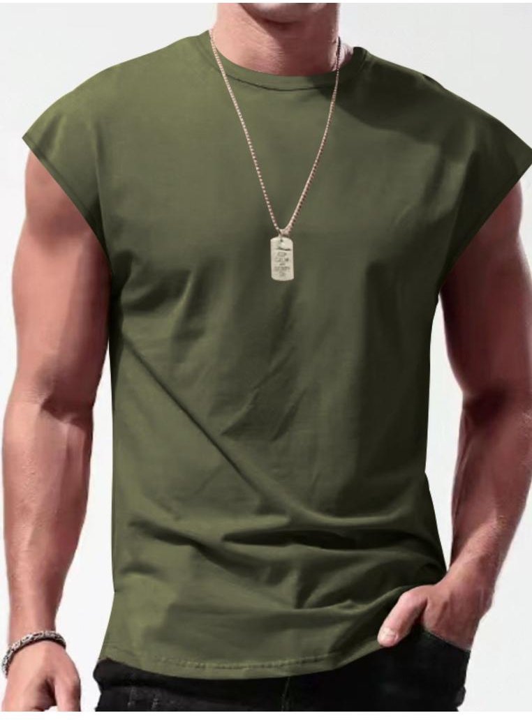 Thumbnail - Herren Tanktop in Übergröße mit Rundhalsausschnitt und kurzen Ärmeln