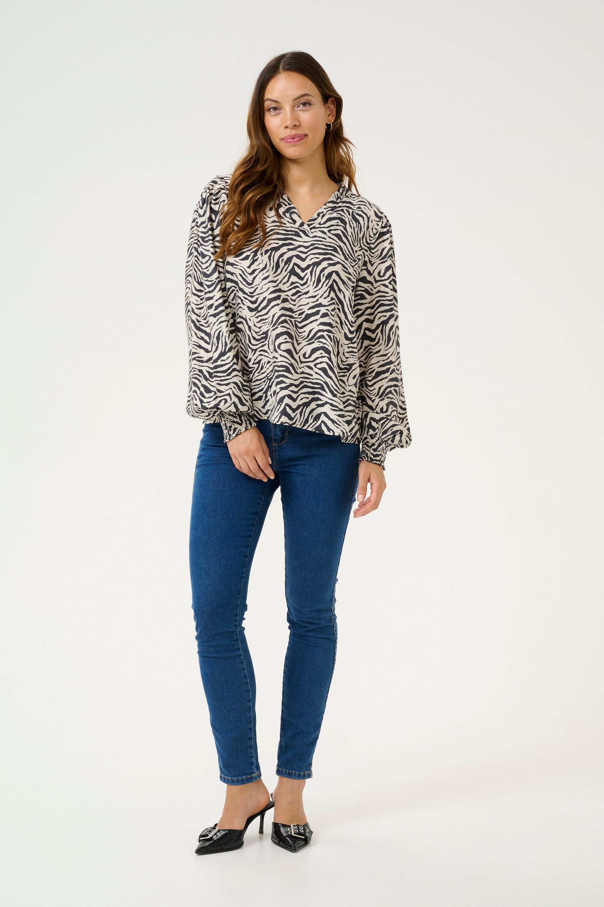 Langarm-Bluse Regular fit Black Oyster/Moonstruck Animal animal