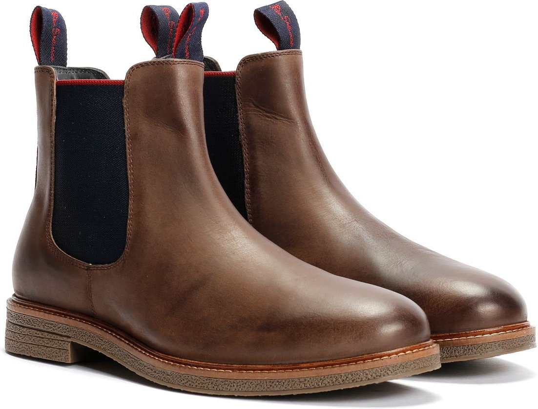 Ben Sherman Walker Chelsea Leder Herren Braune Stiefel