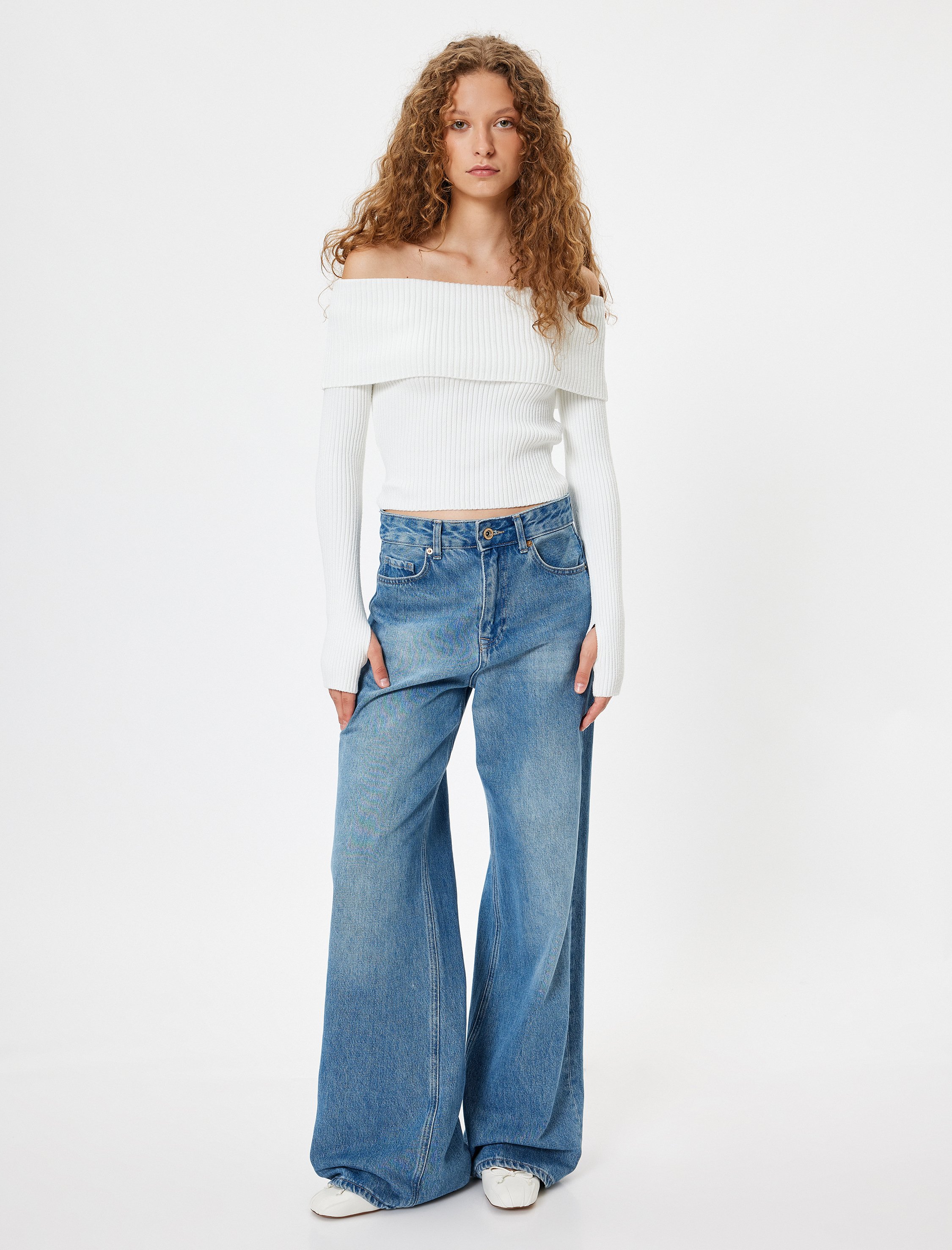 Koton Sweater Drop-Schulter Slim Sweater