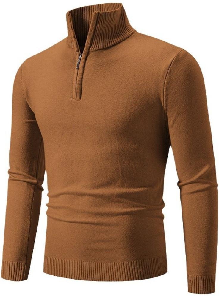Thumbnail - Herren Plus Size Viertelzip Langarm Strickoberteil