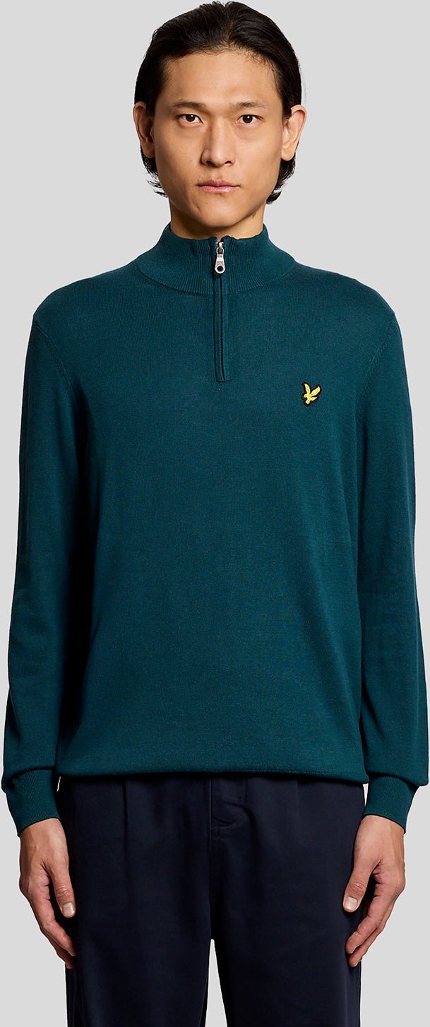 Lyle & Scott Baumwollpullover mit 1/4-Reißverschluss – Blau