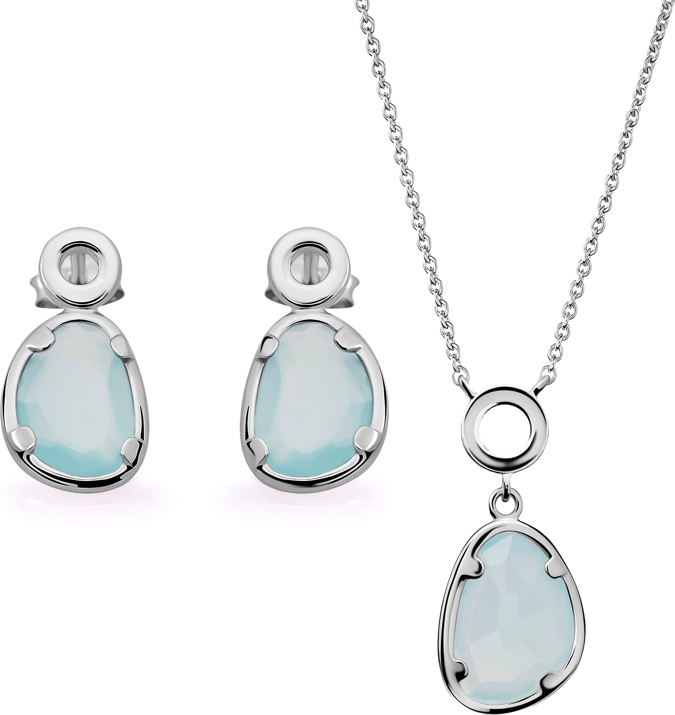 Orphelia 'Rivera' Damen 925 Sterling Silber Set: Halskette + Ohrringe - Silber SET-7480/BC