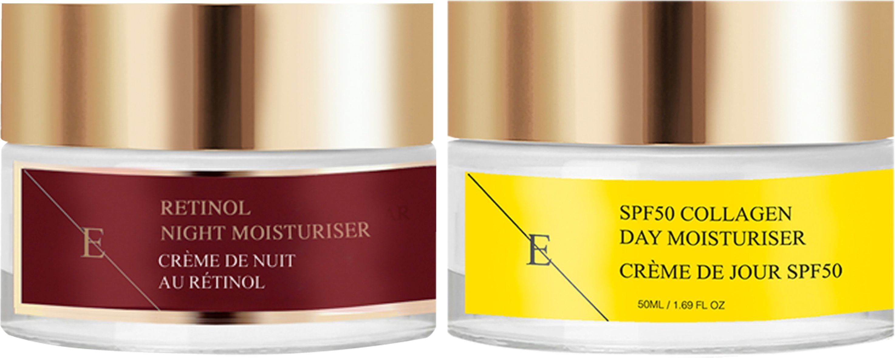 Retinol Nachtfeuchtigkeitspflege 50ml + SPF 50 Kollagen Tagescreme 50ml