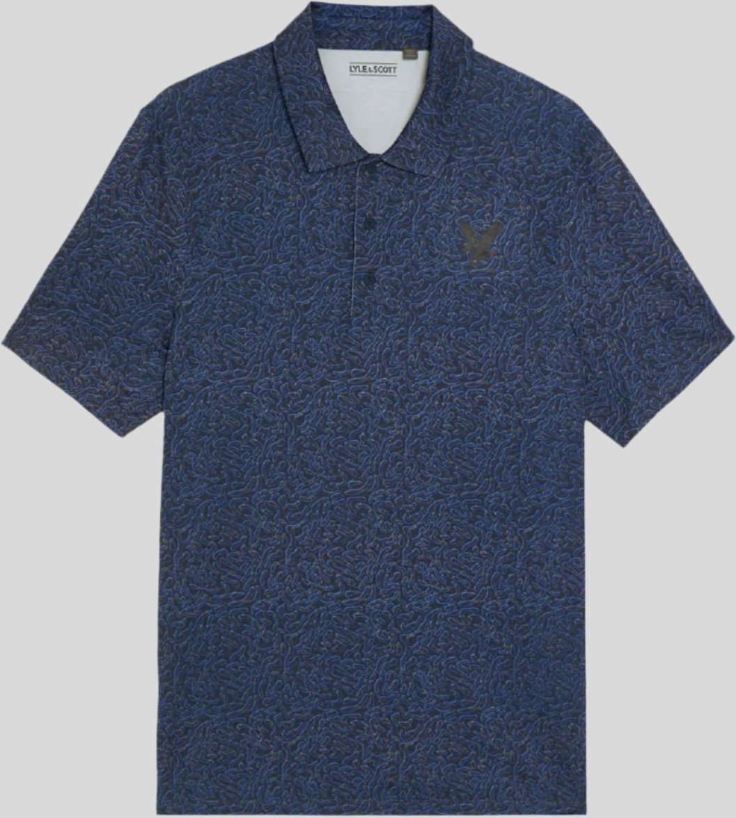 Lyle & Scott Golf Contour Print Polohemd - Blau
