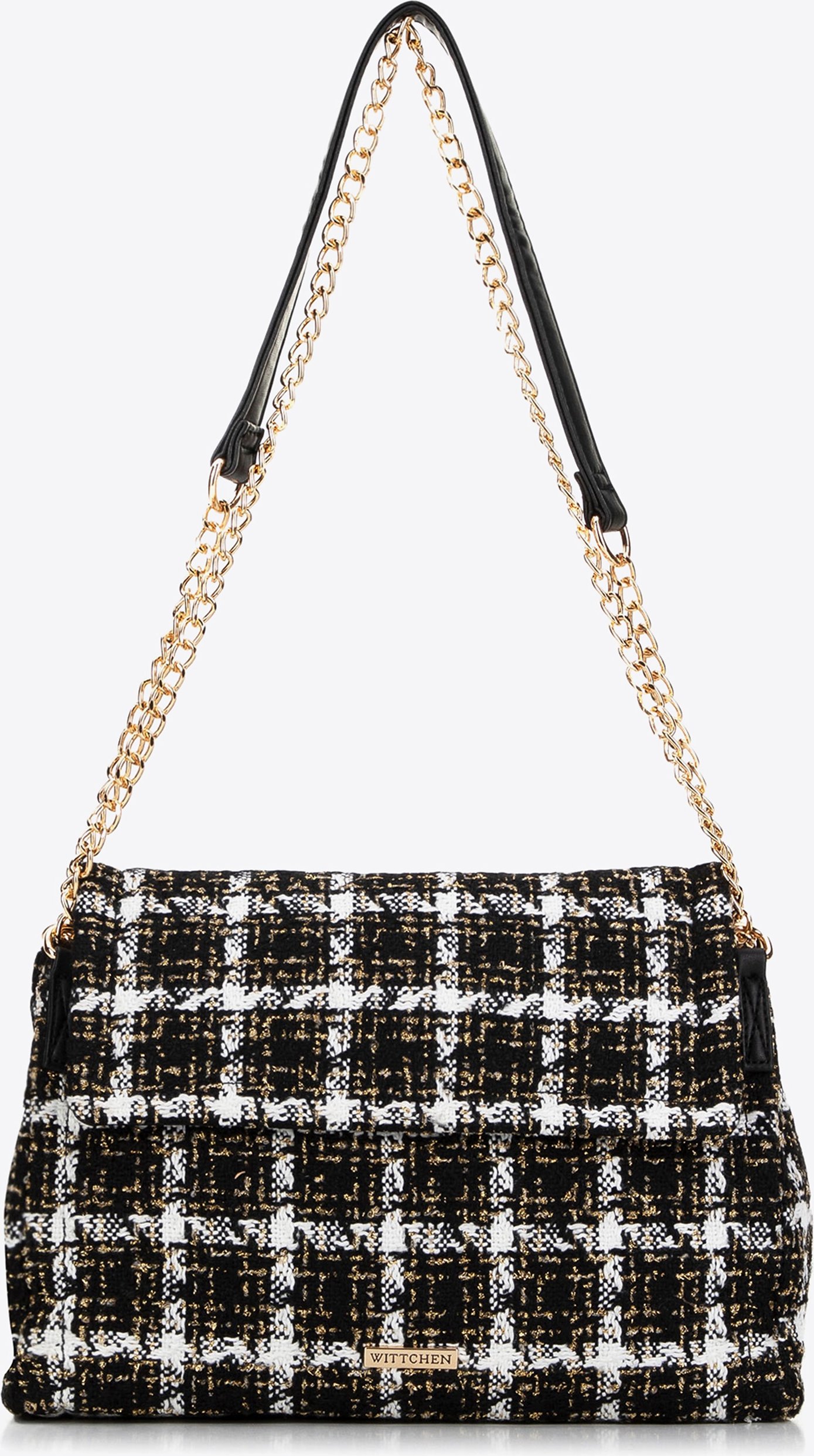 Wittchen Damen Bouclé Messenger Bag aus schwarzem und weißem Polyester