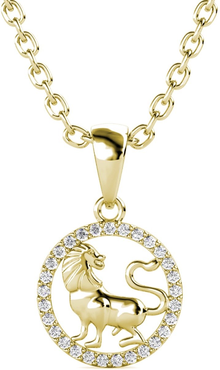 Sternzeichen-Anhänger Löwe - Gold und Kristall