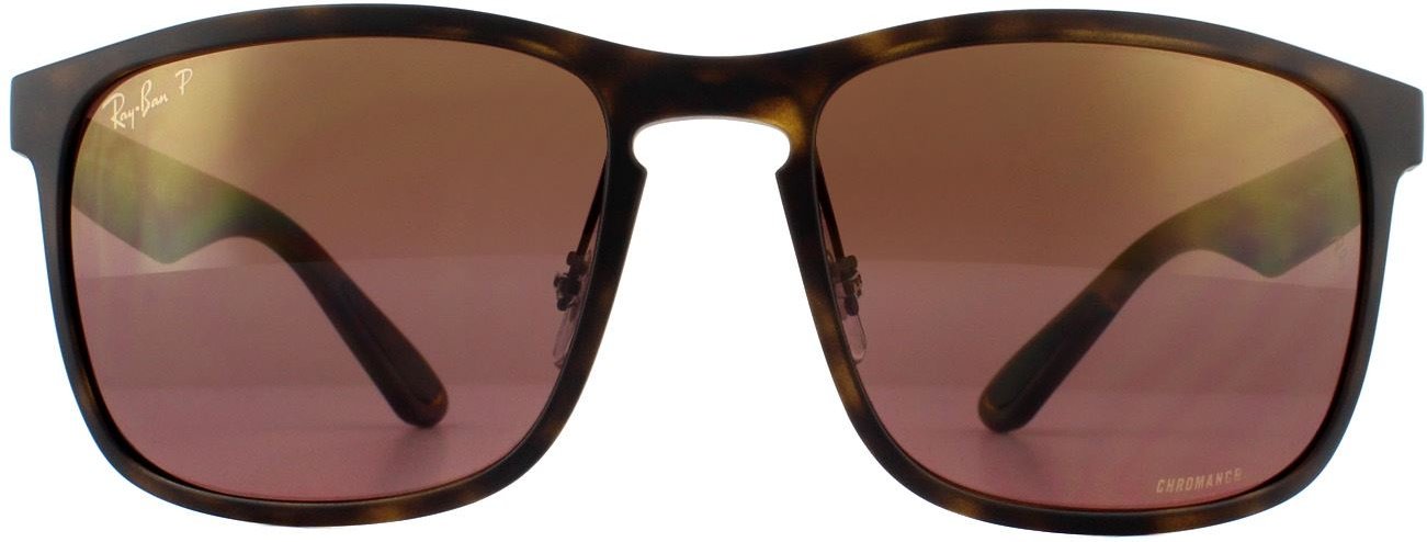 Ray-Ban Sonnenbrille RB4264 894/6B Matte Havanna Braun Polarisiert Spiegel Chromance
