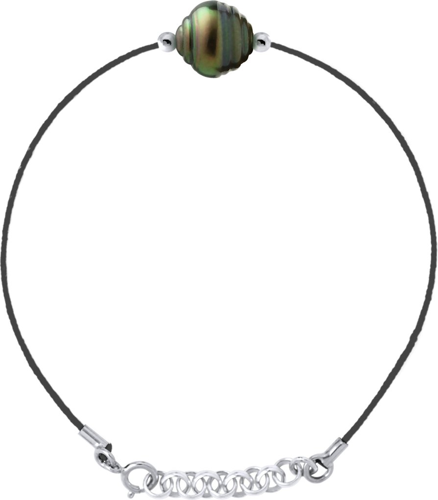 DIADEMA - Armband Love Bond - Schwarzes Nylon - Tahiti-Perle - Regenbogen