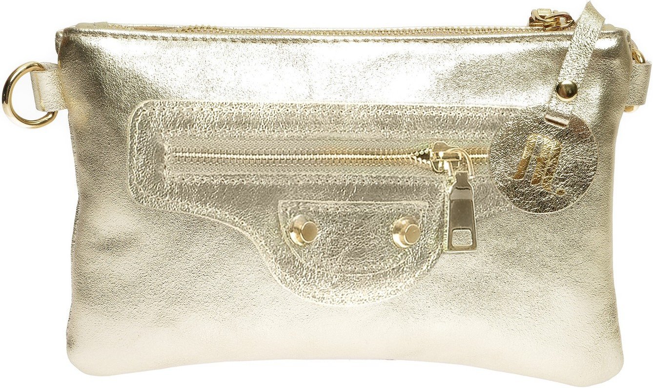 Anna Luchini Goldene Lederhandtasche