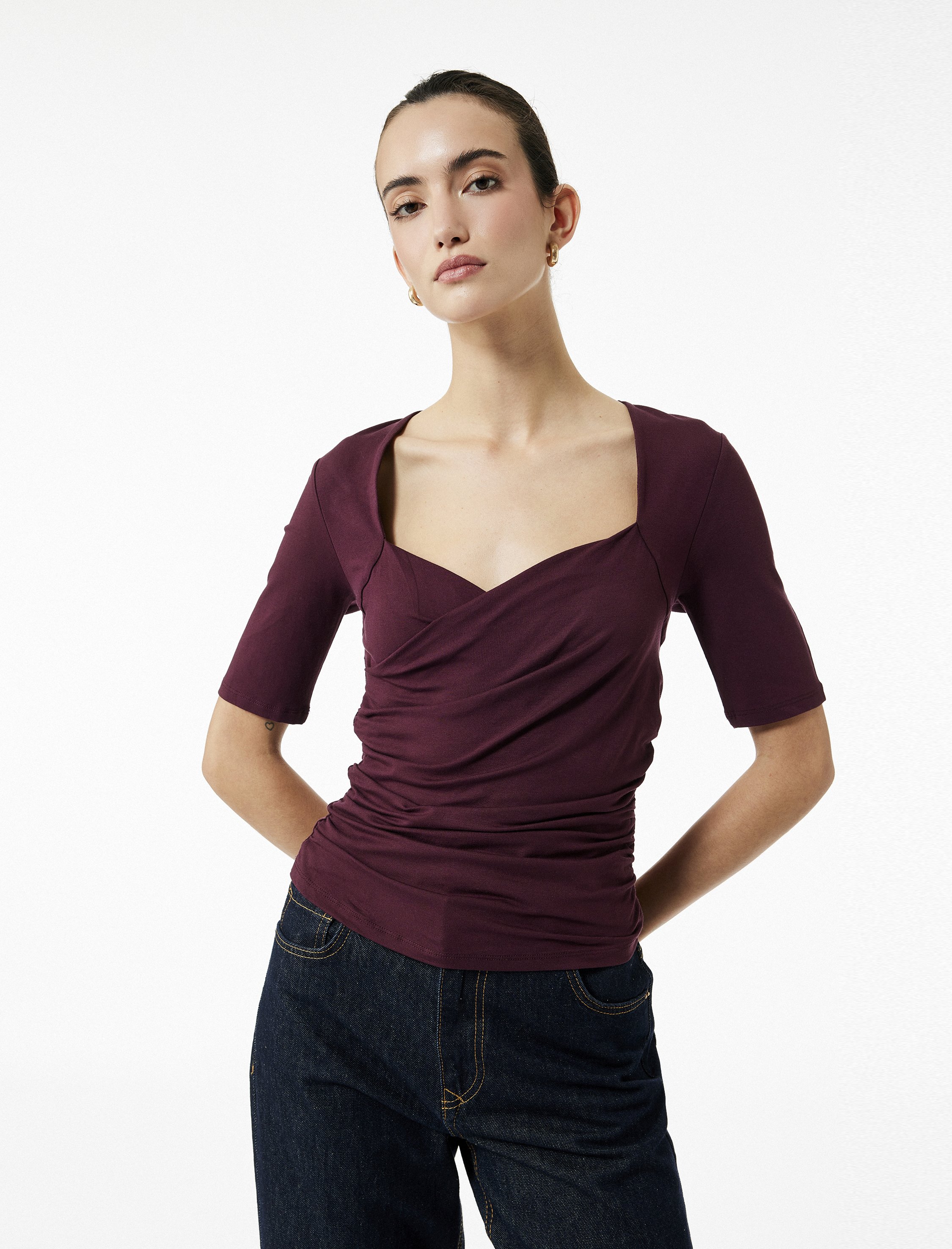 Koton BLUSE SS Slim Fit Zweireihige Bluse