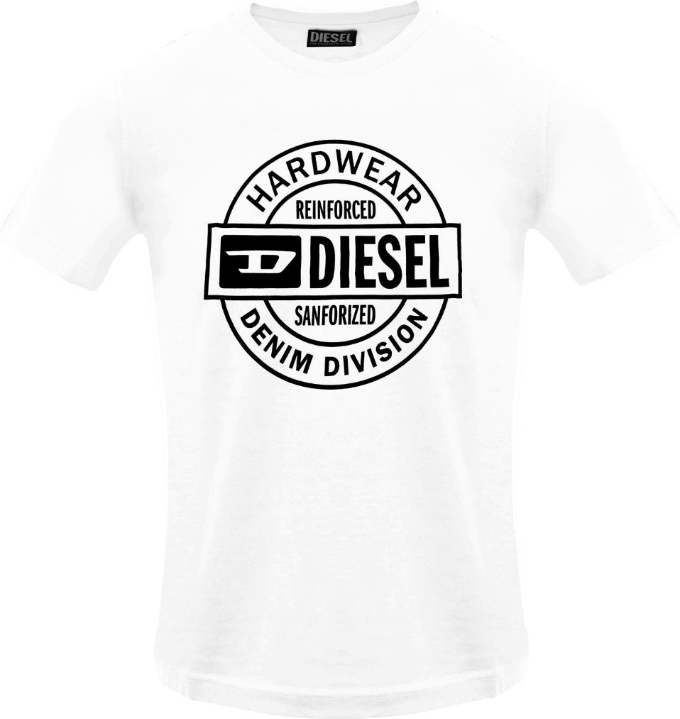 Diesel - T-shirt Mit Kreisförmigem Hardware-logo In Hellweiß