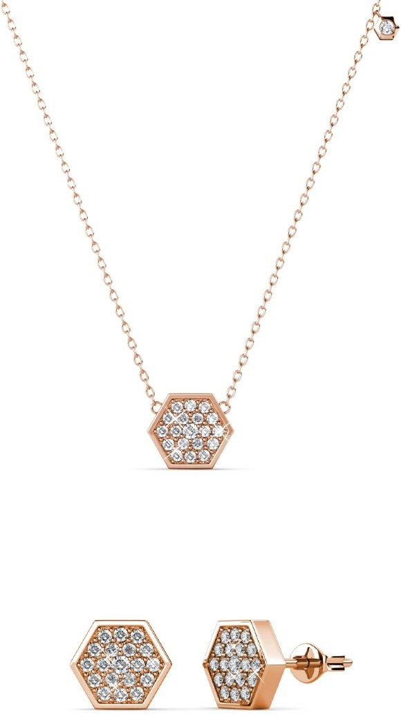 Sechseck-Sets – Roségold und Kristall
