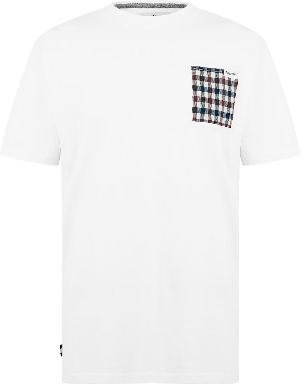 Aquascutum Herren Karo Brusttaschen Aktives T-Shirt (Optisches Weiß)