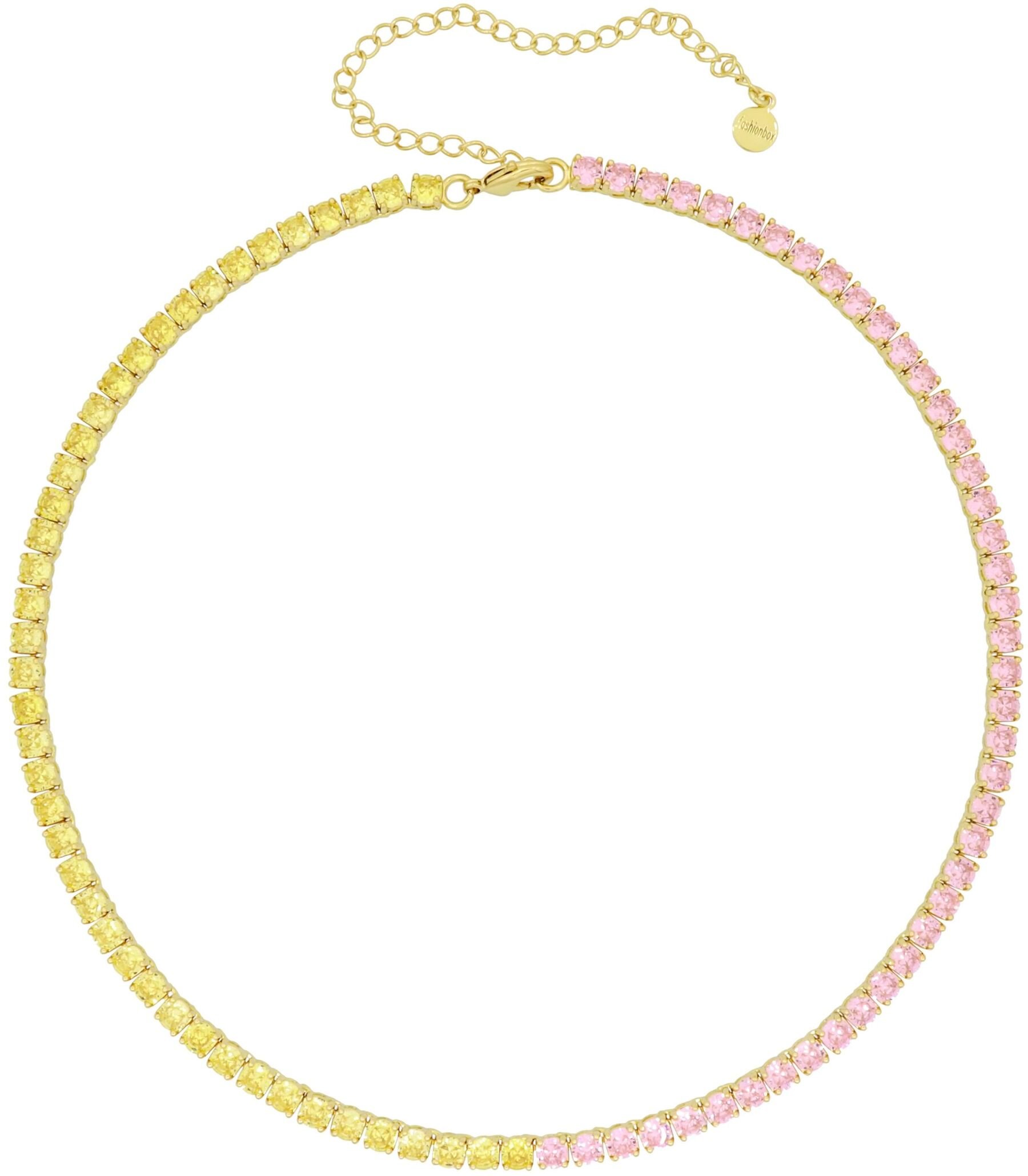 Fashionbox Collier vergoldet mit Zirkonia gelb/pink