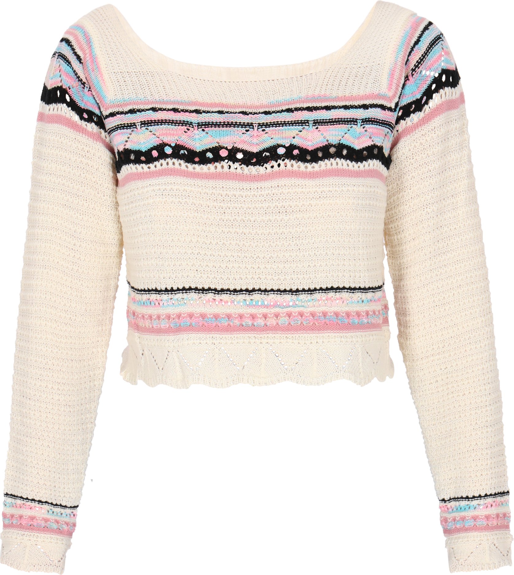 IZIA Pullover Frauen cremeweiß mehrfarbig