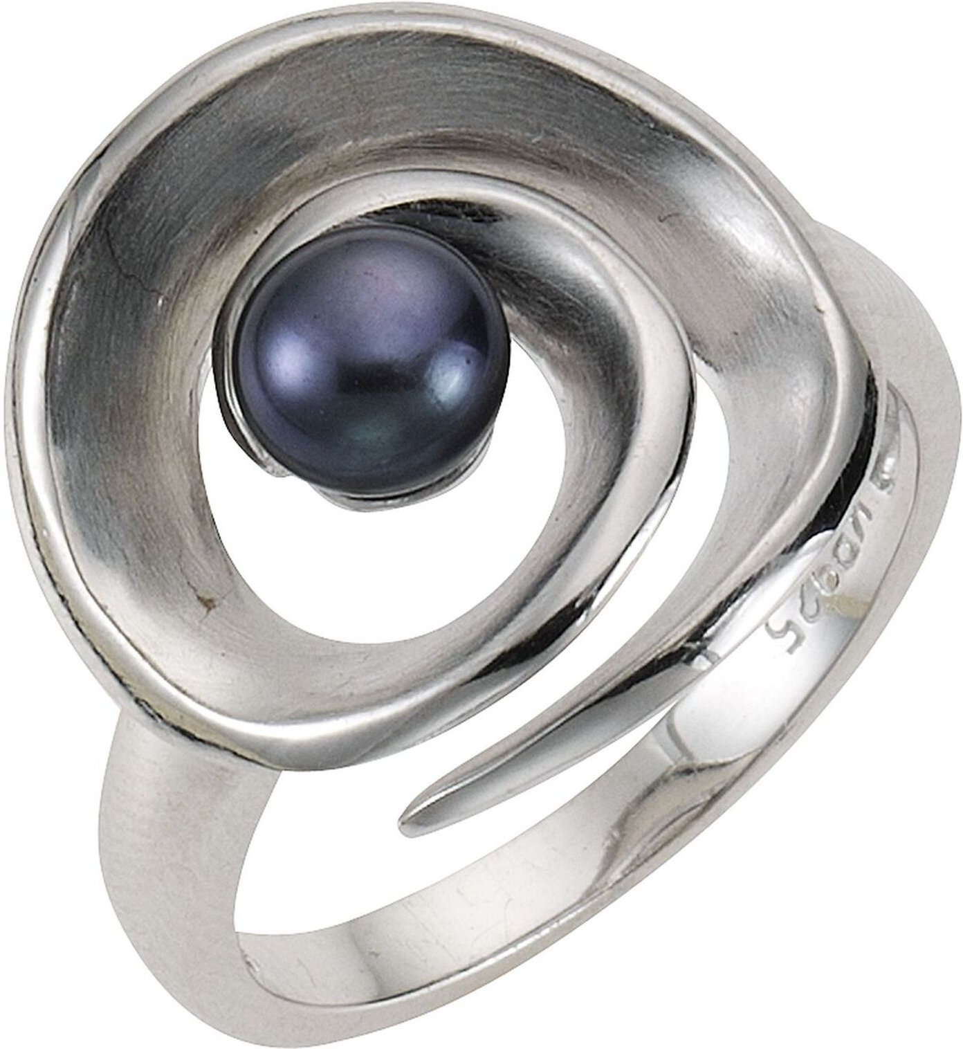 Zeeme Pearls Ring Silber 925 rhodiniert mit schwarzer Perle
