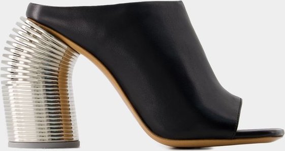 Silver Spring Pantoletten - Off White - Leder - Schwarz/Silber