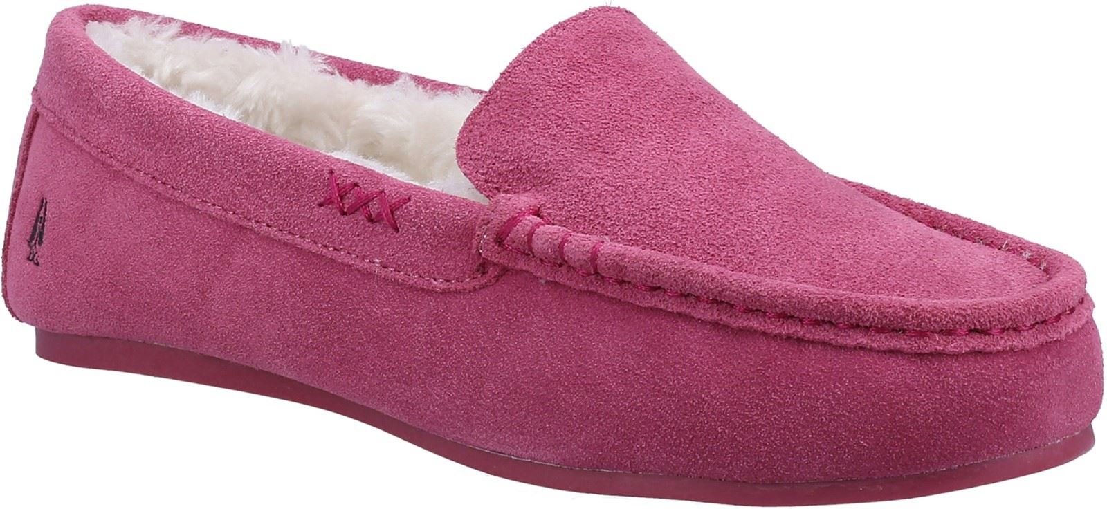 Hush Puppies Annie Mocassin Wildleder Damen Rosa Hausschuhe