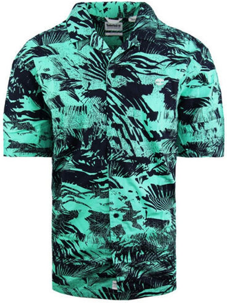 Timberland Stretch Herren Grünes Blumen-Sommerhemd