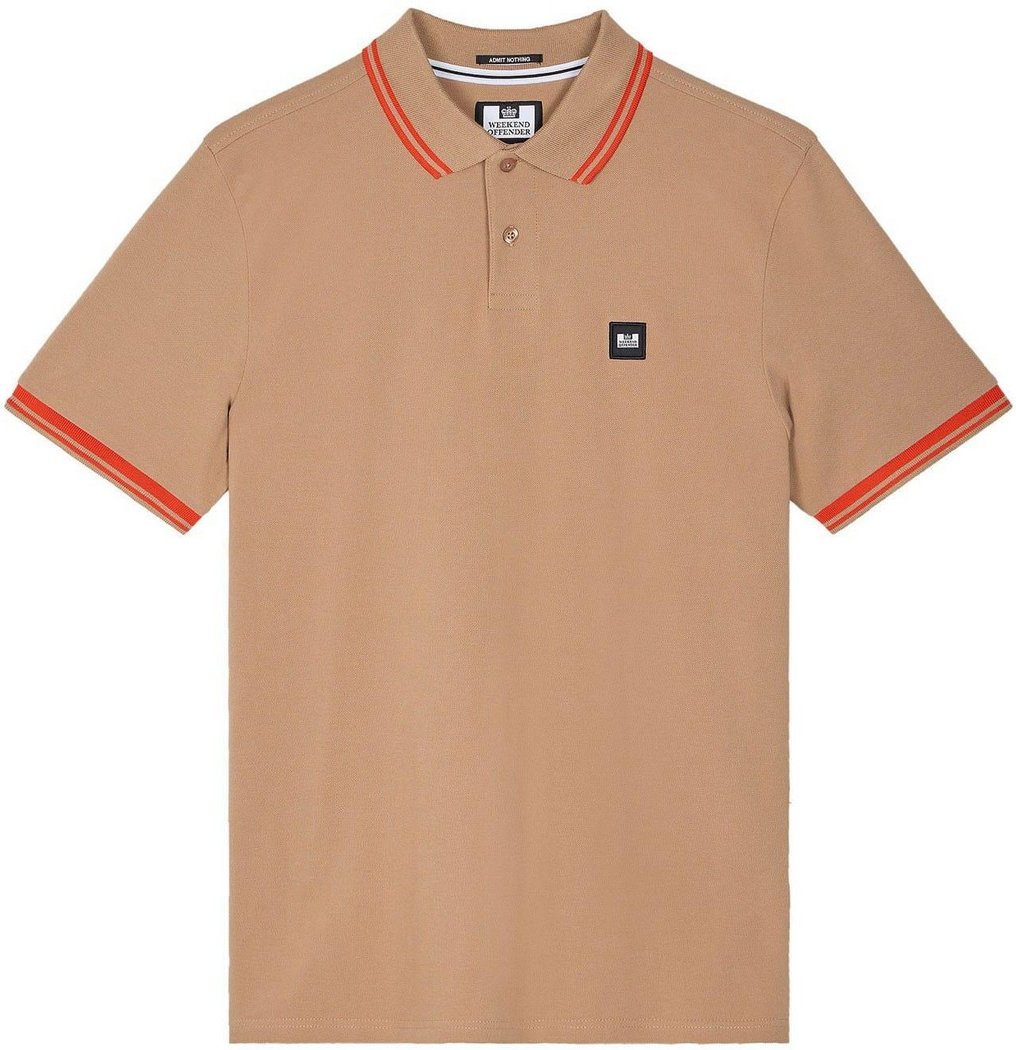 Weekend Offender - "Levanto" Mit kontrastfarbenen Streifen Poloshirt für Herren (Cognacfarbe)