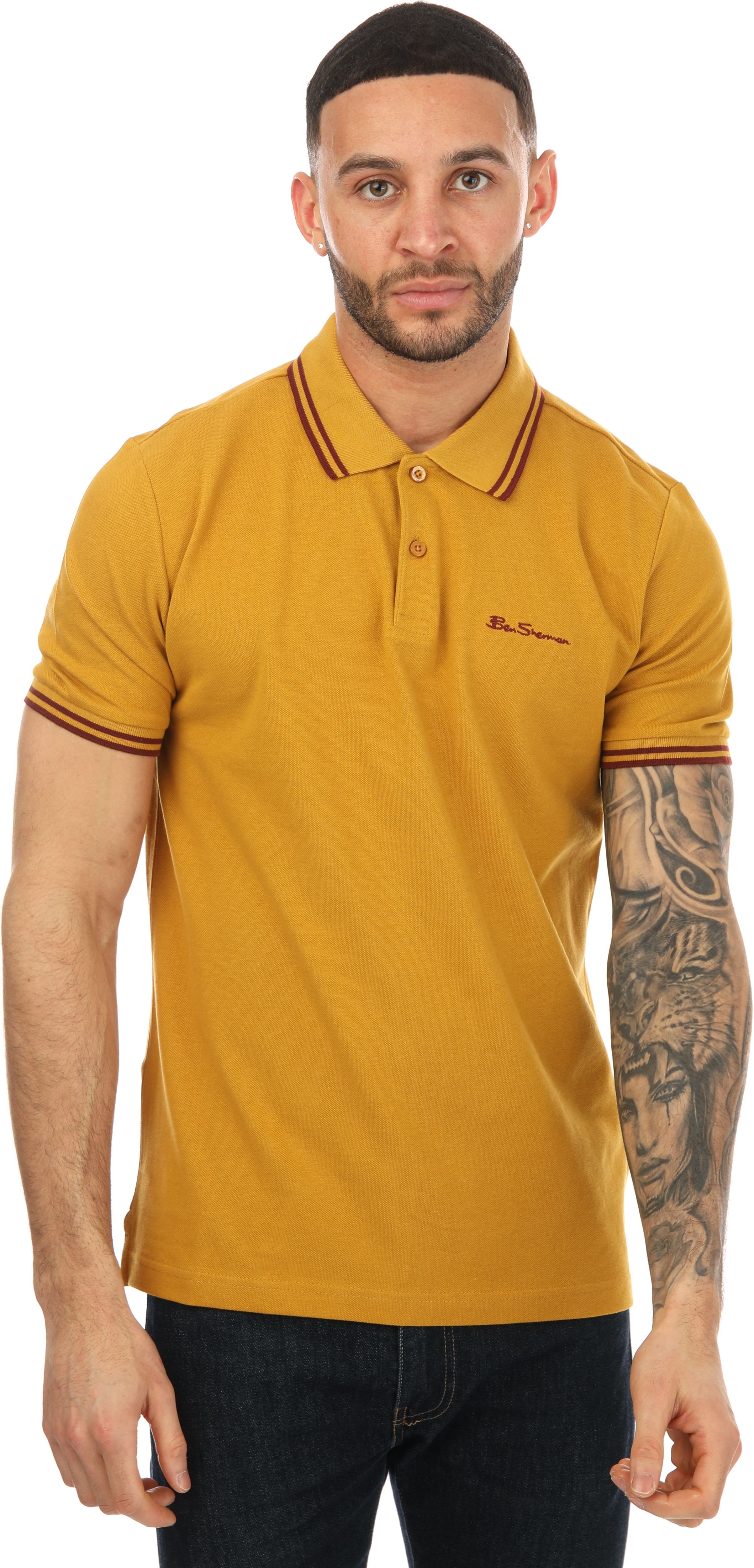 Ben Sherman Herren Polohemd mit doppelter Webkante in Senfgelb