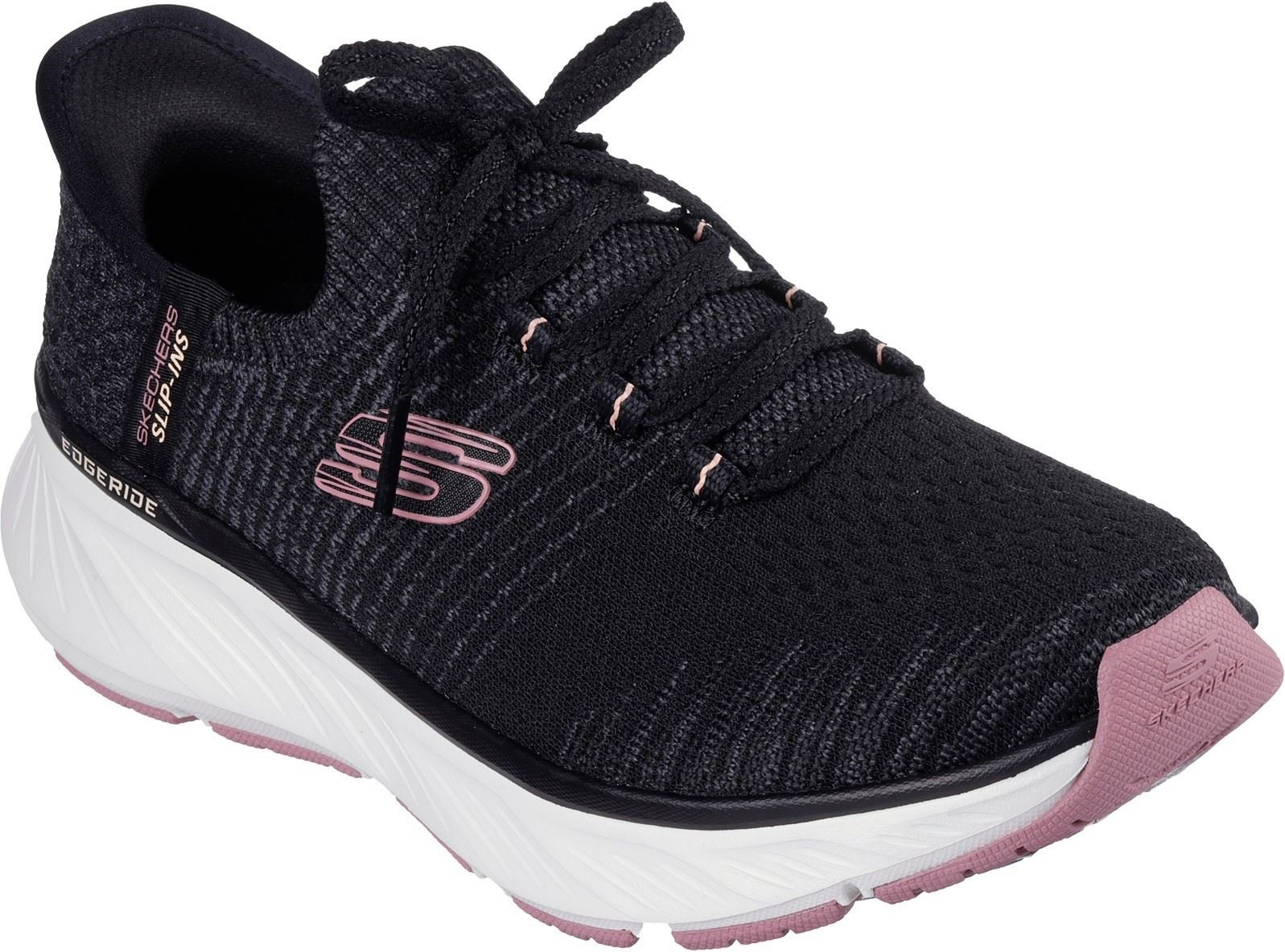 Thumbnail - Skechers Edgeride Impression Textil Damen Schwarz/Rosa Sneaker