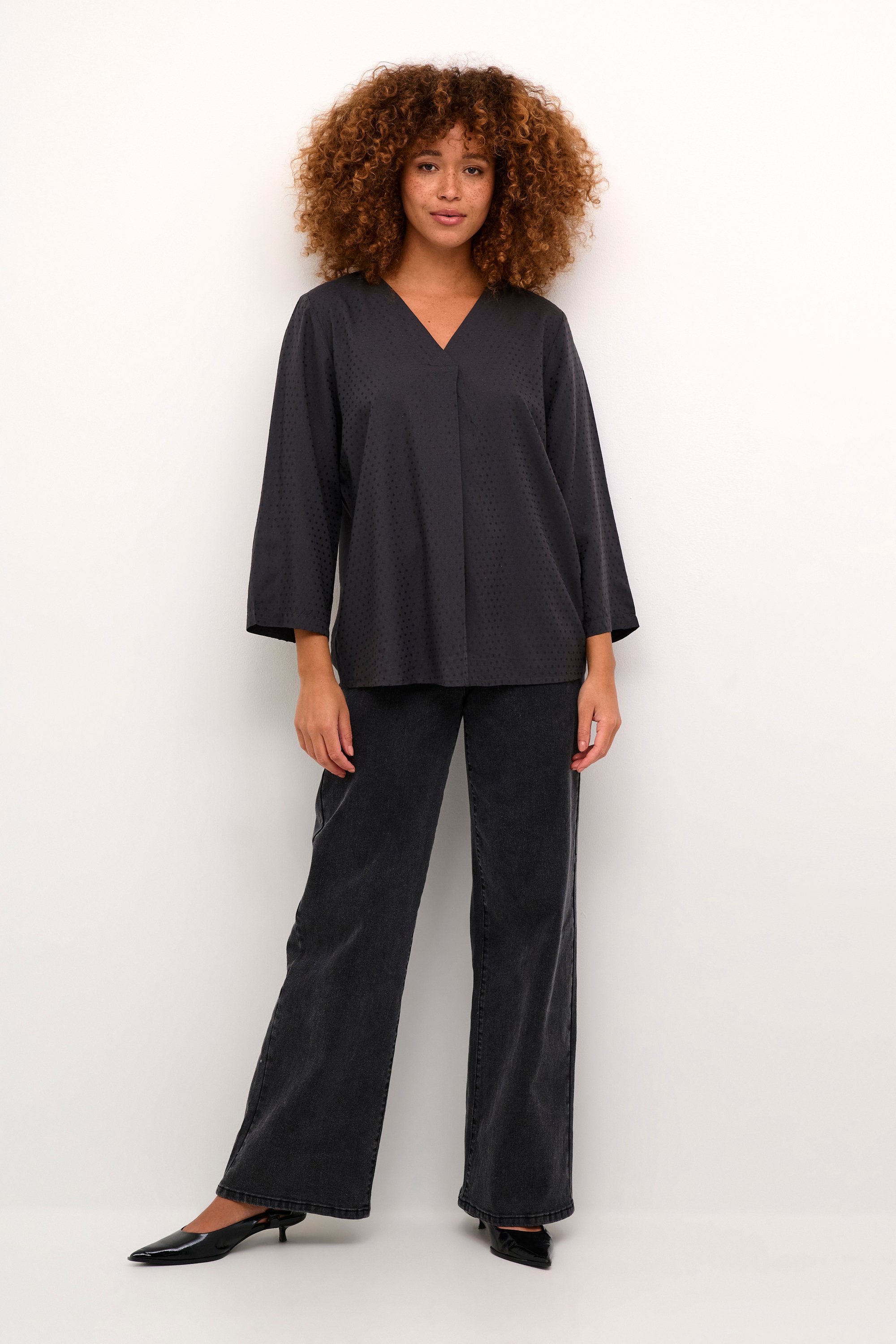 Langarm-Bluse Regular fit Black Oyster