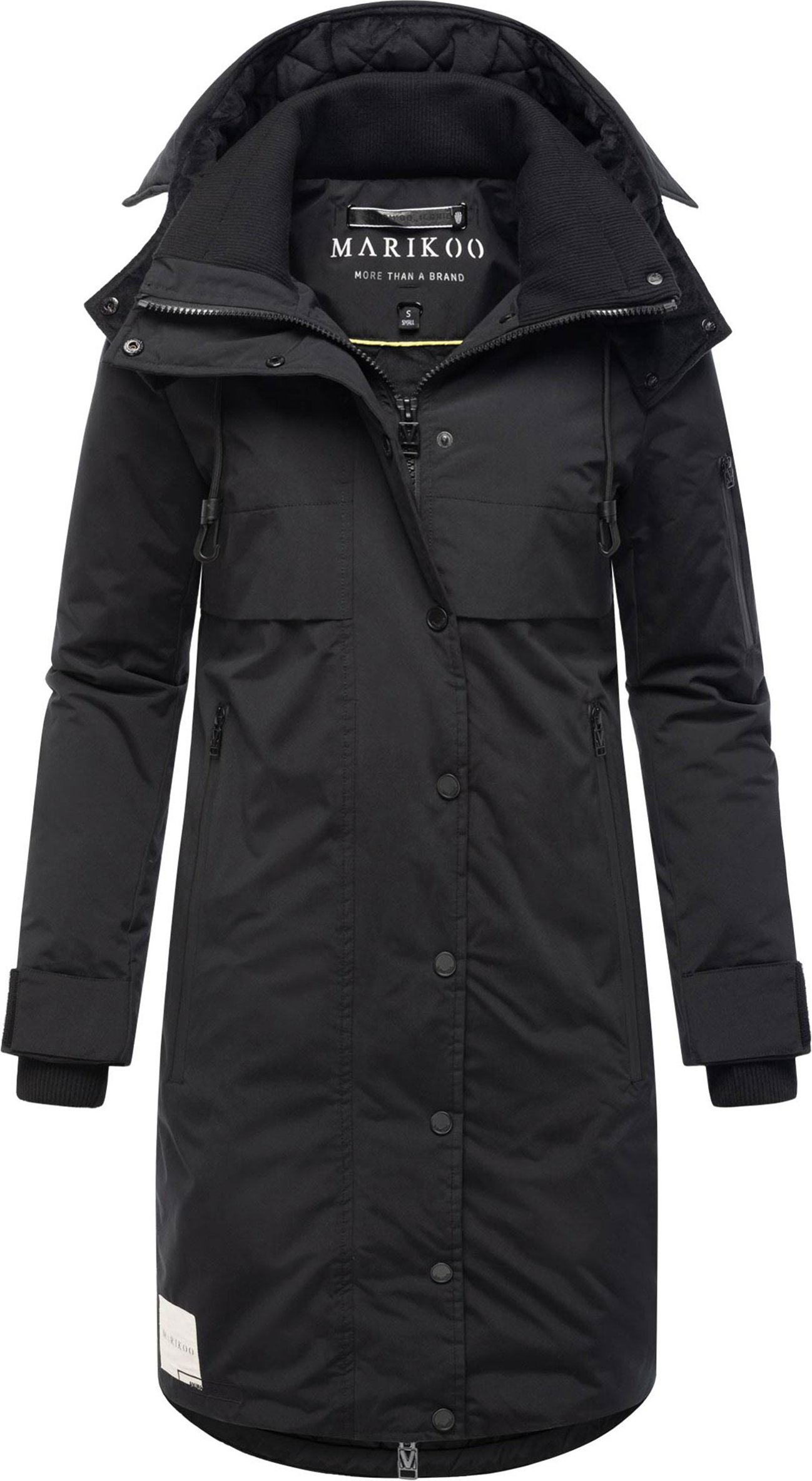 Marikoo Damen Wintermantel mit Kapuze & Taillierungsband – Anoukaa