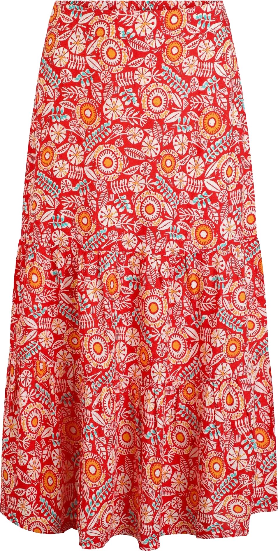 Weird Fish - "Cassis" Midirock Gestuft für Damen (Tangorot)